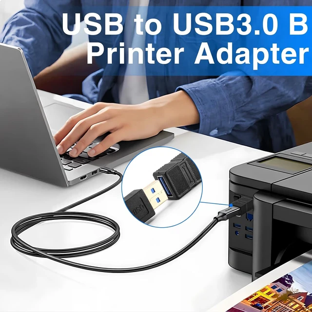 Alt view image 2 of 7 - USB A to USB B Adapter 5Gbps Type 3.0 Female to Type B (MIDI) Male Power and Data Extension Adapter for Audio Interface Electronic Piano Printer (2-Pack)