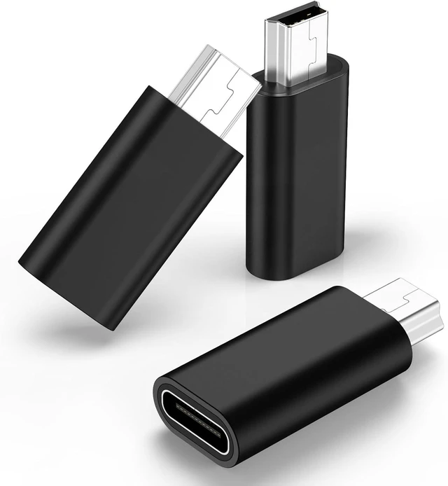 Main image of 3 Pack USB C to Mini USB Adapter Type C Female to Mini USB 2.0 Male Convert Connector Support Charge & Data Sync Compatible GoPro Hero 3+ MP3 Players Dash Cam Digital Camera Receiver