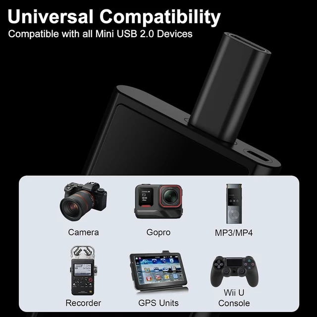Alt view image 5 of 7 - 3 Pack USB C to Mini USB Adapter Type C Female to Mini USB 2.0 Male Convert Connector Support Charge & Data Sync Compatible GoPro Hero 3+ MP3 Players Dash Cam Digital Camera Receiver