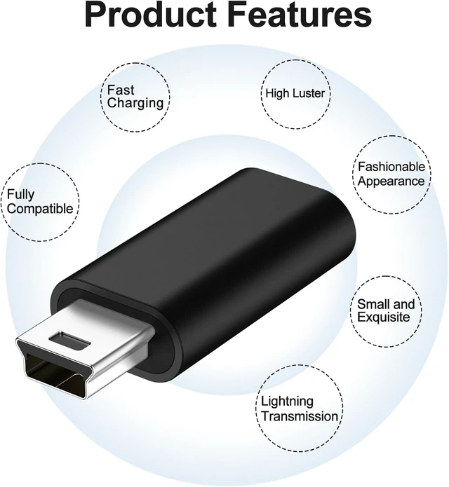 Alt view image 4 of 7 - 3 Pack USB C to Mini USB Adapter Type C Female to Mini USB 2.0 Male Convert Connector Support Charge & Data Sync Compatible GoPro Hero 3+ MP3 Players Dash Cam Digital Camera Receiver