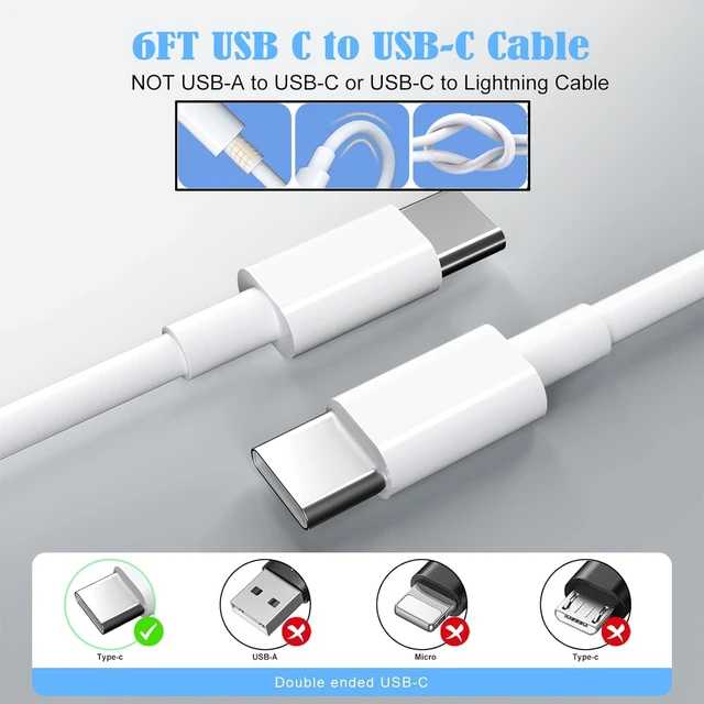 Alt view image 3 of 7 - iPhone 17/16/15 Charger USB C Charger 2Pack 20W Type C Fast Wall Charge Power Adapter 6FT 60W USB-C to C Cable for iPhone Air/17Pro Max/15/16 Pro Max iPad Pro 12.9/11 inch iPad Air 5/4th AirPods Pro