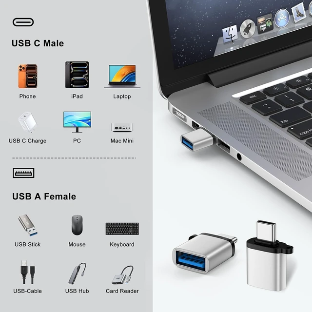 Alt view image 5 of 7 - USB to USB C Adapter & USB C to USB Adapter for Galaxy S26 Ultra