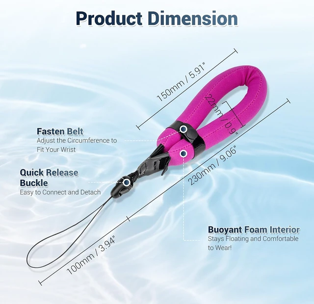 Alt view image 6 of 7 - Floating Wrist Strap for Underwater Camera Action Camera Phone Yellow