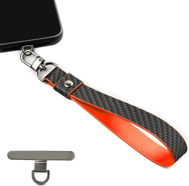 Main image of Phone Wrist Strap Leather Carbon Fiber Phone Wrist Strap Phone Chain