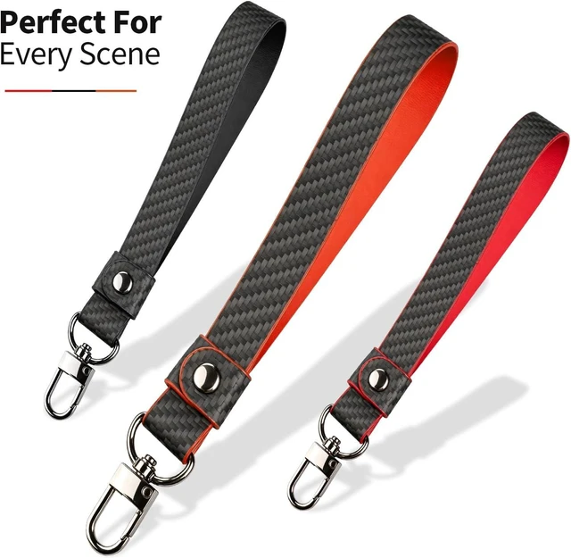 Alt view image 3 of 7 - Phone Wrist Strap Leather Carbon Fiber Phone Wrist Strap Phone Chain