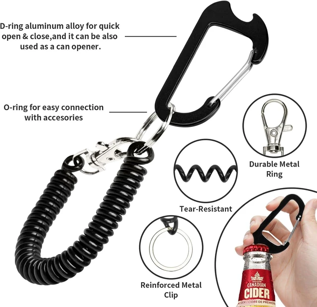 Alt view image 2 of 7 - Phone Tether Lanyard Anti Theft Strap with Carabiner - Anti-Drop Outdoor Accessory for Skiing Hiking Cycling Fishing & Climbing - Fit Most Cell Phones (Black+Black)