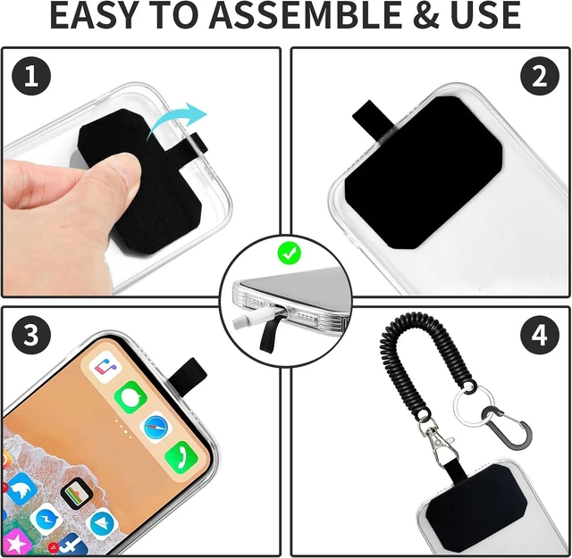 Alt view image 5 of 7 - Phone Tether Lanyard Anti Theft Strap with Carabiner - Anti-Drop Outdoor Accessory for Skiing Hiking Cycling Fishing & Climbing - Fit Most Cell Phones (Black+Black)