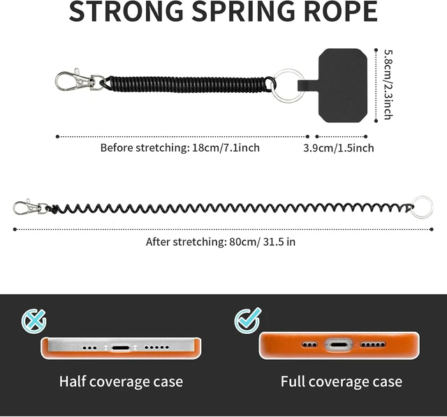 Alt view image 6 of 7 - Phone Tether Lanyard Anti Theft Strap with Carabiner - Anti-Drop Outdoor Accessory for Skiing Hiking Cycling Fishing & Climbing - Fit Most Cell Phones (Black+Black)