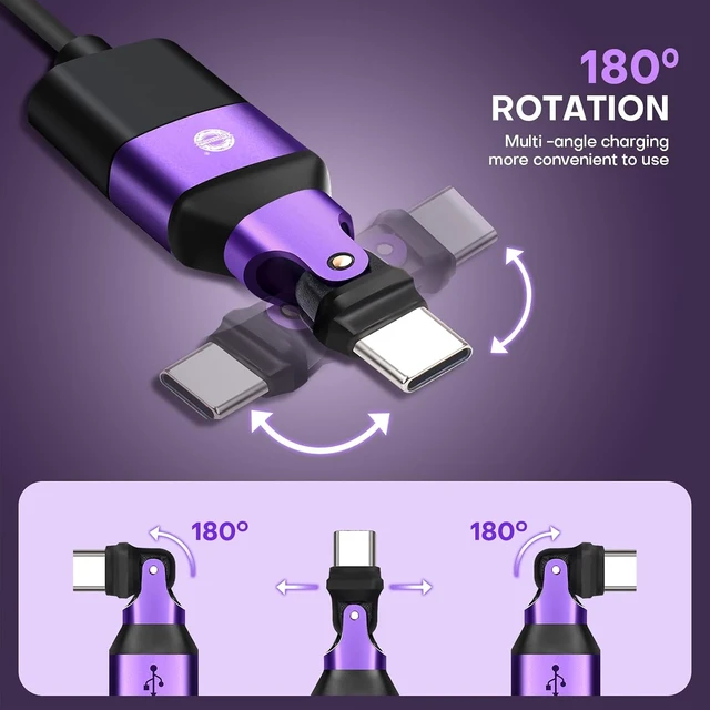 Alt view image 2 of 7 - USB A to USB C Adapter 180° Rotation Swivel Right Angle