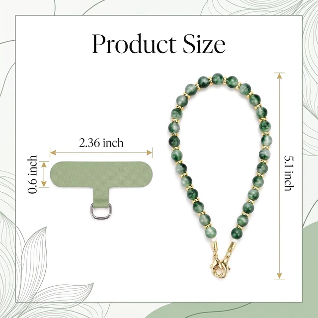 Alt view image 2 of 7 - Marble Beaded Phone Wrist Strap Cellphone Lanyard With Tether Tab Hands Free Wristlet Bracelet