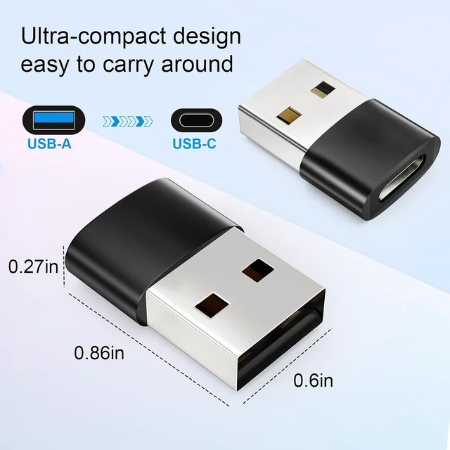 Alt view image 3 of 6 - USB to USB C Adapter 10 Pack Type C Female to A Male Charger Cable Converter for iPhone 15 14 13 12 Pro Max Plus Watch Ultra iWatch 9 8 7 MacBook Pro iPad 10 9 Galaxy S20-23 and More