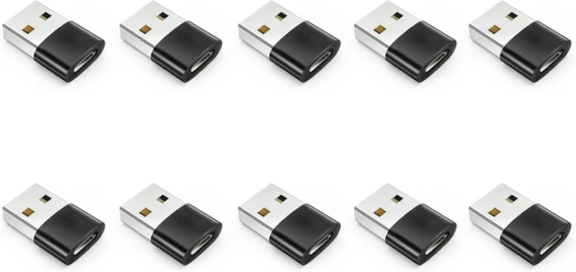 Main image of USB to USB C Adapter 10 Pack Type C Female to A Male Charger Cable Converter for iPhone 15 14 13 12 Pro Max Plus Watch Ultra iWatch 9 8 7 MacBook Pro iPad 10 9 Galaxy S20-23 and More