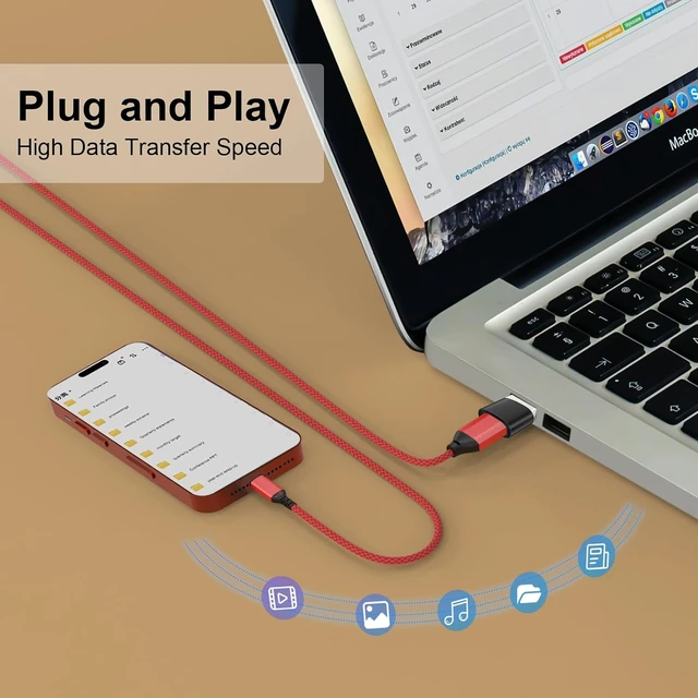 Alt view image 4 of 6 - USB to USB C Adapter 10 Pack Type C Female to A Male Charger Cable Converter for iPhone 15 14 13 12 Pro Max Plus Watch Ultra iWatch 9 8 7 MacBook Pro iPad 10 9 Galaxy S20-23 and More