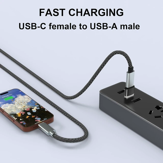 Alt view image 5 of 6 - USB to USB C Adapter 10 Pack Type C Female to A Male Charger Cable Converter for iPhone 15 14 13 12 Pro Max Plus Watch Ultra iWatch 9 8 7 MacBook Pro iPad 10 9 Galaxy S20-23 and More