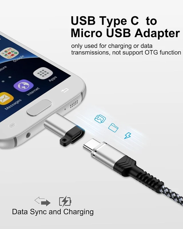 Alt view image 3 of 7 - Micro USB to USB-C Adapter 4Pack USB Type C Female to Micro Male Converter