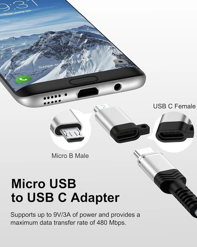 Alt view image 2 of 7 - Micro USB to USB-C Adapter 4Pack USB Type C Female to Micro Male Converter