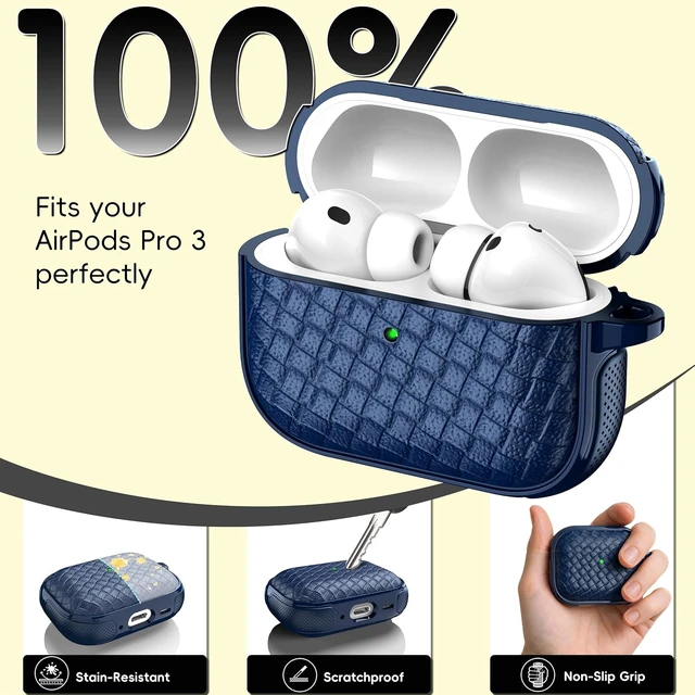 Alt view image 7 of 7 - R?fun for 3 Case Woven Leather Texture with Lanyard Blue