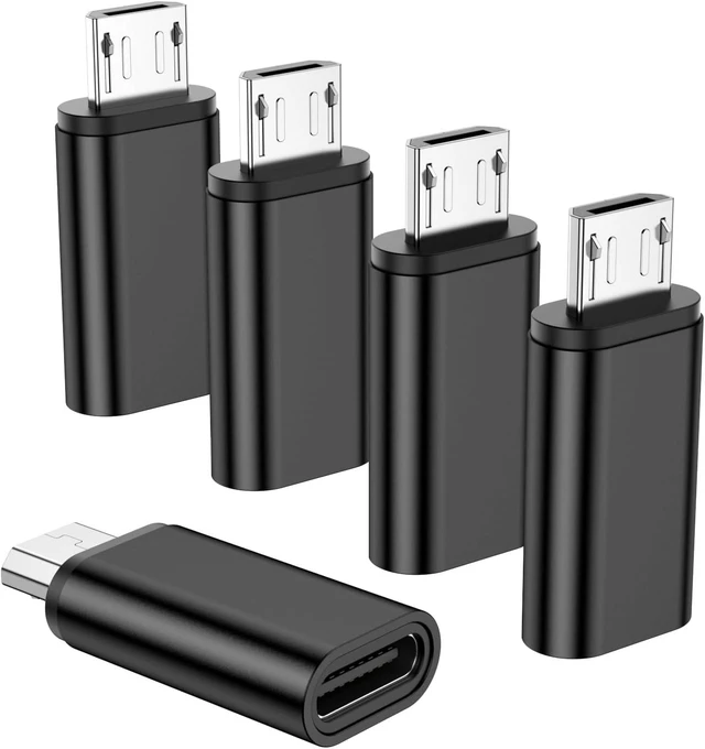 Main image of USB C to Micro USB Adapter(5 Pack) USB Type C Female to Micro USB Male Convert Connector USB C to Micro B Charge and Data Sync for Galaxy S7 Edge S6 Nexus 6/5 and Other Micro Devices.