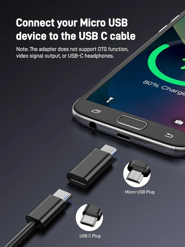 Alt view image 4 of 7 - USB C to Micro USB Adapter(5 Pack) USB Type C Female to Micro USB Male Convert Connector USB C to Micro B Charge and Data Sync for Galaxy S7 Edge S6 Nexus 6/5 and Other Micro Devices.