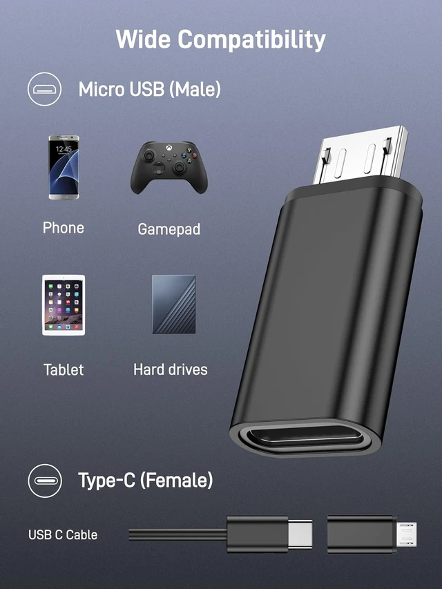 Alt view image 6 of 7 - USB C to Micro USB Adapter(5 Pack) USB Type C Female to Micro USB Male Convert Connector USB C to Micro B Charge and Data Sync for Galaxy S7 Edge S6 Nexus 6/5 and Other Micro Devices.