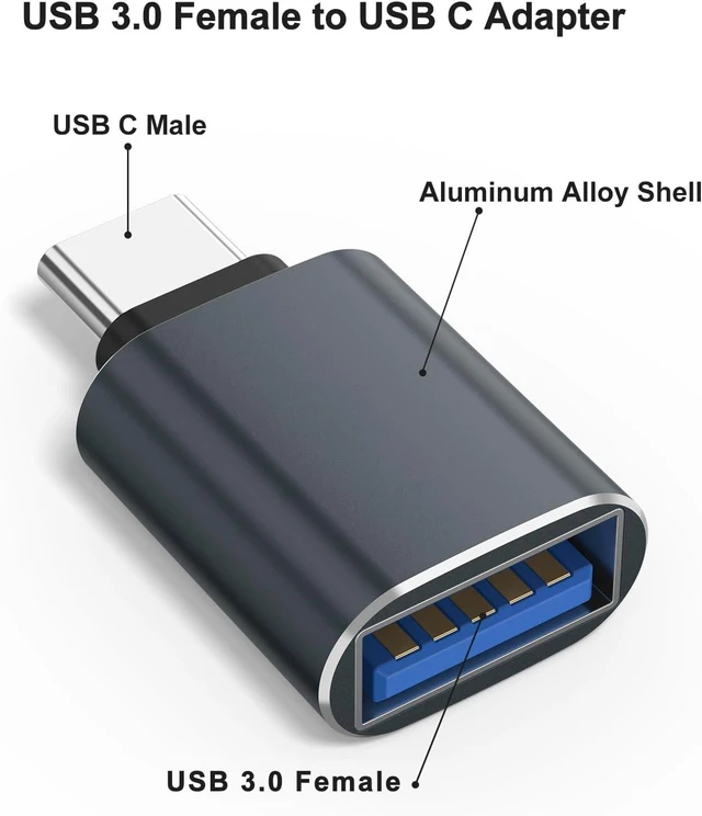 Alt view image 3 of 7 - 6 Pack USB C to USB Adapter USB Type C Male to USB A 3.0 Female OTG Adapter for iPhone 17 16 15 Pro Max MacBook Pro Flash Thumb Drive iPad Galaxy XPS and More Type C Device (Grey)