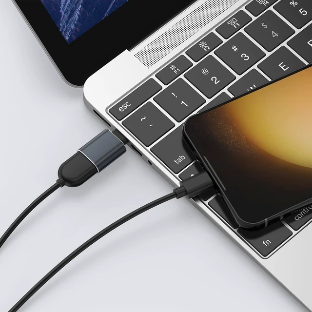Alt view image 6 of 7 - 6 Pack USB C to USB Adapter USB Type C Male to USB A 3.0 Female OTG Adapter for iPhone 17 16 15 Pro Max MacBook Pro Flash Thumb Drive iPad Galaxy XPS and More Type C Device (Grey)