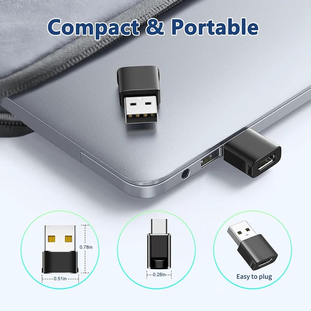 Alt view image 6 of 7 - USB to USB C Adapter - USB C Female to USB Male Adapter Type C Charger Cable Power Converter for iPhone 16 15 14 13 Pro Max Watch Airpods Compatible for Switch Galaxy S25