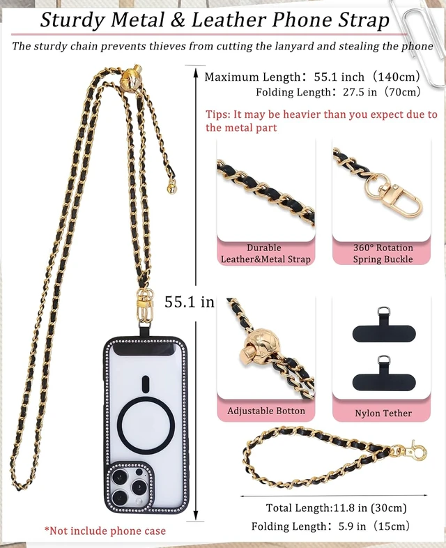 Alt view image 3 of 7 - Phone Chain Crossbody Adjustable Anti-Theft Cell Phone Lanyard Crossbody