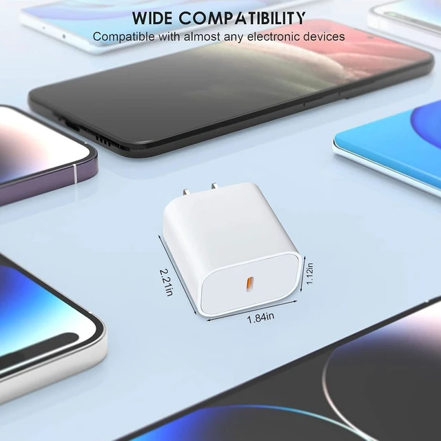 Alt view image 6 of 6 - USB C Charger for iPhone Charger 20W 3-Piece Set with 3 6-Foot USB c Cable Compatible with iPhone 17/17 Plus/17 Pro/17 Pro Max/16/16 Plus/16 Pro Max/15/15 Plus/15 Pro/15 Pro Max