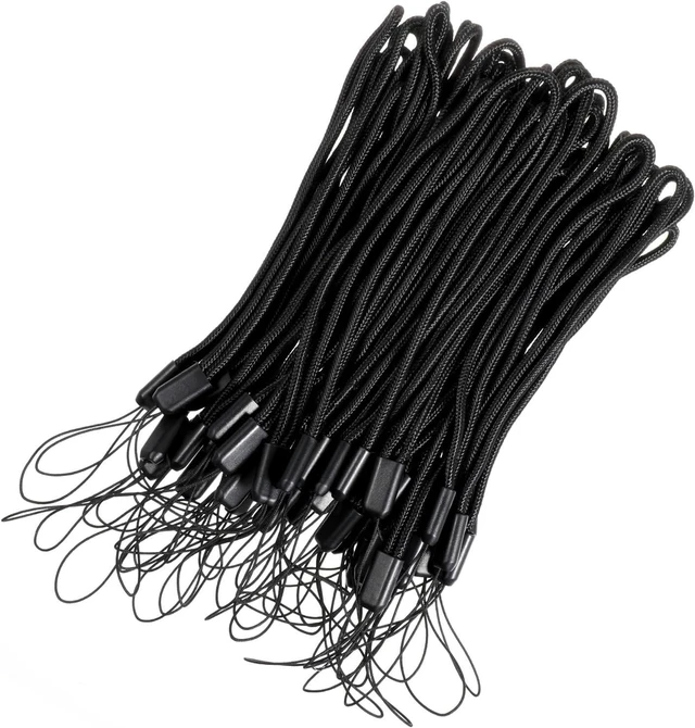 Main image of 50 PCS Short Lanyard String Wrist Lanyards Black Nylon Lightweight Wrist Straps 7 Inch Short Wrists for USB Cell Phone Camera Keychain Id Badge Name Tags Card Holders