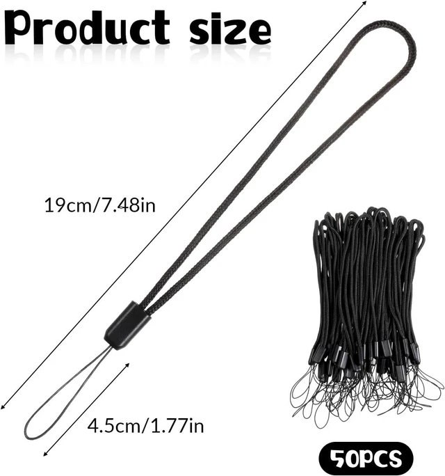 Alt view image 2 of 7 - 50 PCS Short Lanyard String Wrist Lanyards Black Nylon Lightweight Wrist Straps 7 Inch Short Wrists for USB Cell Phone Camera Keychain Id Badge Name Tags Card Holders