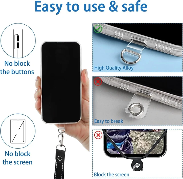 Alt view image 5 of 7 - Phone Tether Tab 10 Pieces Universal Phone Lanyard Patch Without Adhesive Phone Lanyard Replacement Part for Cell Phone Strap(Transparent)