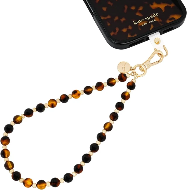 Main image of Phone Charm Wrist Strap w/Anchor Card - Tortoise Bead