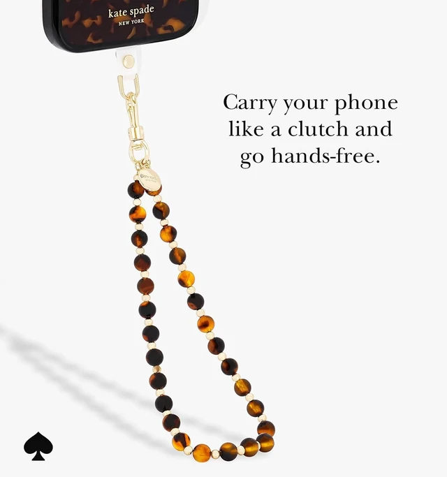 Alt view image 3 of 6 - Phone Charm Wrist Strap w/Anchor Card - Tortoise Bead