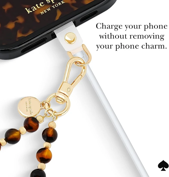 Alt view image 5 of 6 - Phone Charm Wrist Strap w/Anchor Card - Tortoise Bead