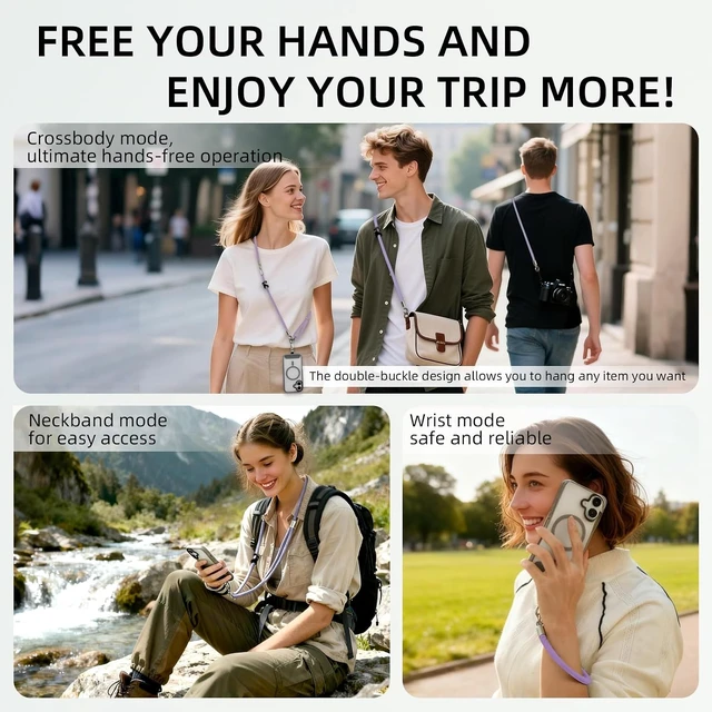Alt view image 3 of 7 - Phone Lanyard 3 Ways to Wear: Crossbody Neck and Wrist Strap