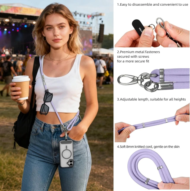 Alt view image 4 of 7 - Phone Lanyard 3 Ways to Wear: Crossbody Neck and Wrist Strap
