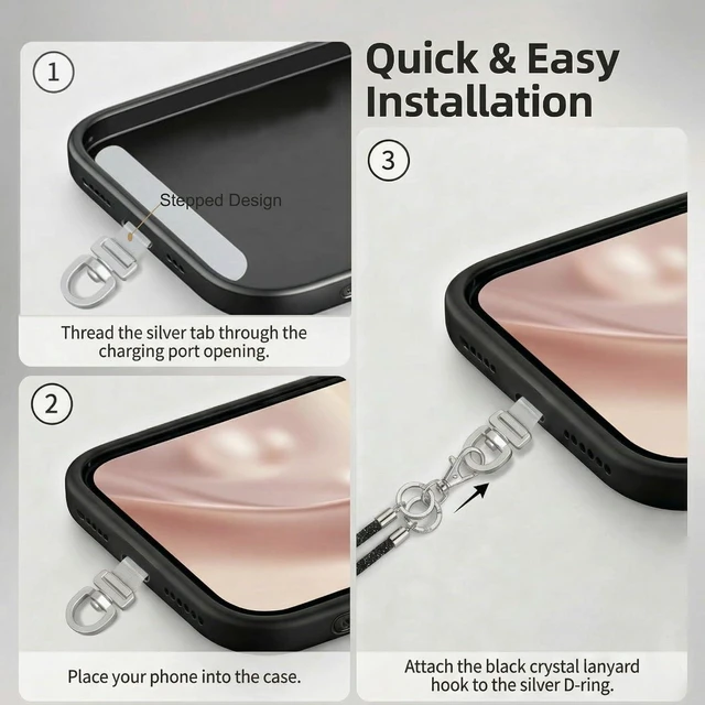 Alt view image 6 of 7 - Crystal Phone Lanyard Crossbody and Wrist Strap Set Rhinestone Women Anti-Lost Crossbody Phones Straps Cell Phones Lanyards and Phone Charm for All iPhone/iPhone 17 Pro Max Silver