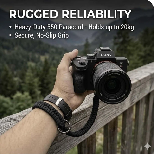 Alt view image 7 of 7 - Camera Wrist Strap for Mirrorless Cameras Quick Release Camera Wrist Strap Camera Hand Strap with Safer Connector