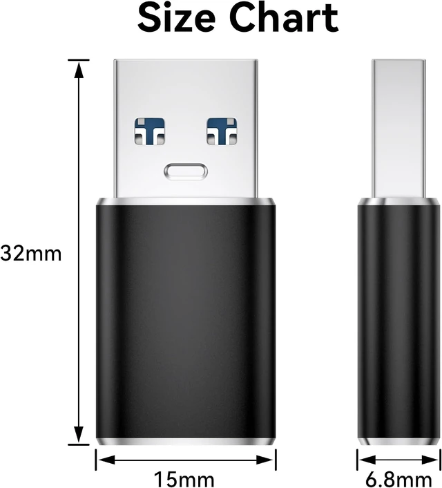 Alt view image 4 of 7 - 6 Pack USB C Female to USB Male Adapter Type C to USB A Charger Cable Converter for iPhone 11 12 13 14 15 16 17 Pro Max iPad Pro Air 4 Mini 6 Galaxy S25 S24 S23 S22 Google Pixel (Black)
