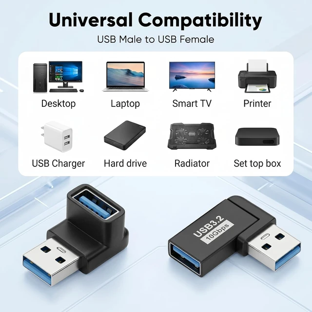 Alt view image 3 of 7 - Adapter USB 3.0 Male to Female Extension Converter (2-Pack)