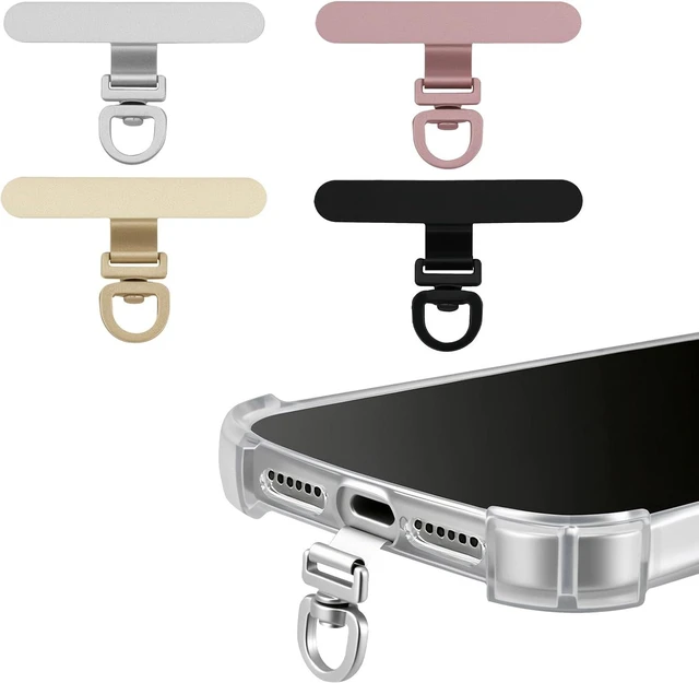 Main image of (4-Pack) 360° Rotating Stainless Steel Phone Tether Tab Universal for Phones Fit Wristbands Necklaces & Crossbody Straps (Combination-A)
