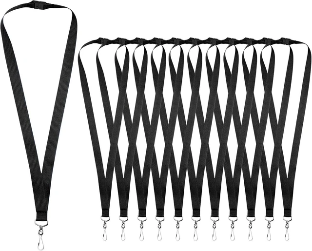 Main image of 12-Pack Black Breakaway Lanyards for id Badges Polyester Neck Straps for ID Cards Keys Office School & Events