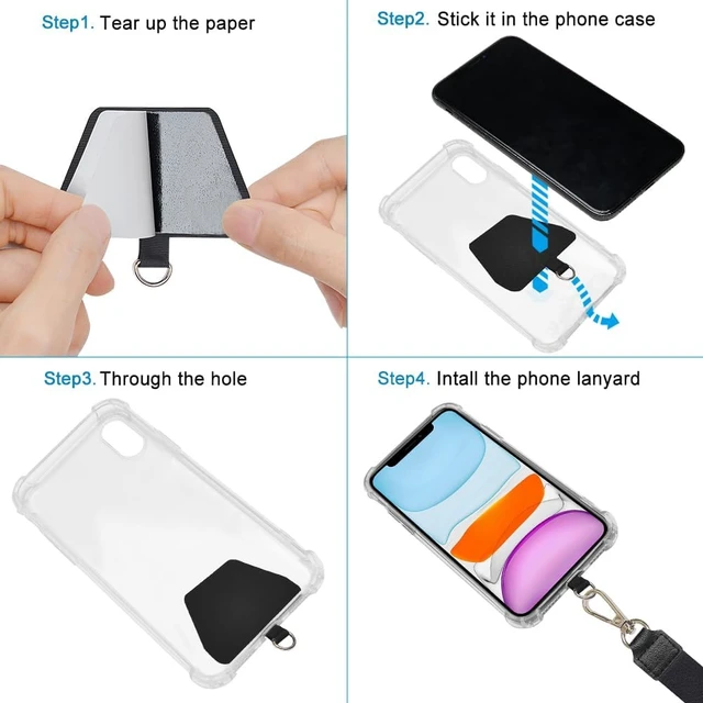 Alt view image 2 of 6 - Phone Tether Tab 4X Durable Patches for Phone Lanyard Compatible for All Most Smartphones Full Coverage Cases