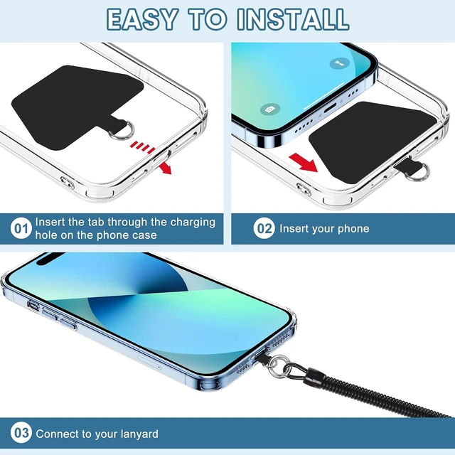 Alt view image 3 of 6 - Phone Leash with Phone Tether Tabs for Outdoor Skiing Hiking Cycling Climbing Fit for Most Phones