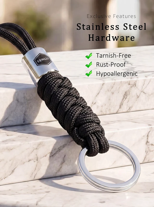 Alt view image 5 of 7 - Paracord Wrist Lanyard Keychain for Keys ID Badge Car Fob & Wallet