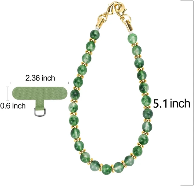 Alt view image 6 of 6 - Marble Beaded Phone Wrist Strap Cellphone Lanyard with Tether Tab Hands-Free Wristlet Bracelet