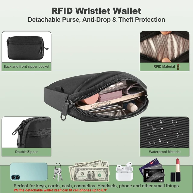 Alt view image 4 of 7 - Clip and Go Strap for Phone with Wallet Crossbody Adjustable Phone Lanyard with Detachable RFID Wristlet Wallet Universal Phone Strap with 360° Rotatable Phone Tabs for All Phones (Black)