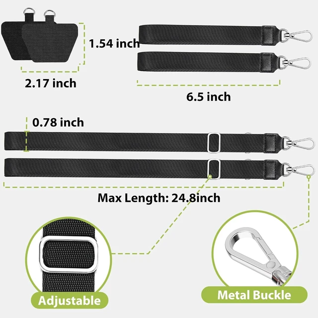 Alt view image 5 of 7 - Phone Lanyard 2 Pack Adjustable Anti-Drop Neck/Wrist Strap with 2 Pcs Tether Patches Secure Hands-Free Compatible for iPhone Perfect for Nurses Teachers Travel Hiking Black