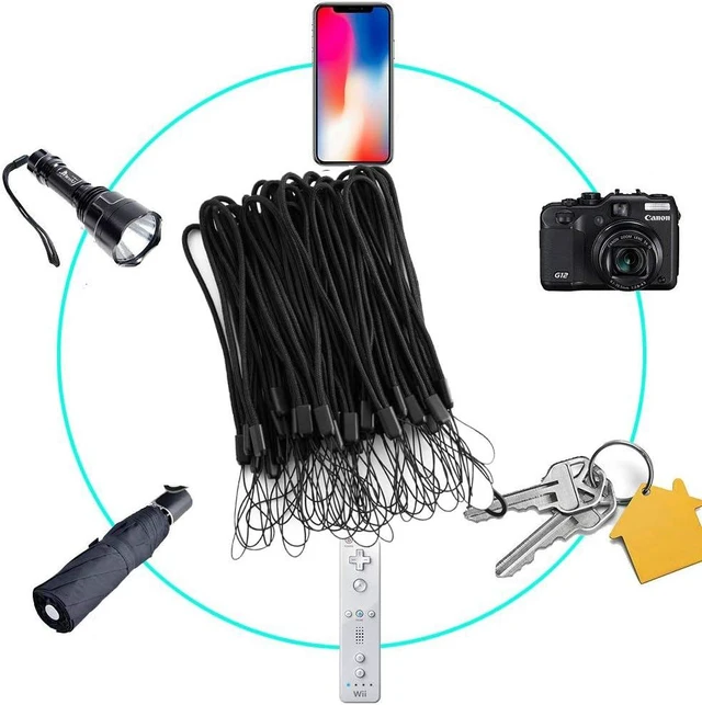 Alt view image 7 of 7 - 50 Pcs Wrist Lanyards Short Black Hand Wrist Lightweight Lanyard